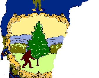 Vermont Bigfoot Sticker – Weatherproof Vinyl Yeti Flag Decal