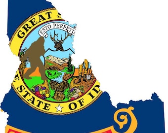 Idaho Bigfoot Flag Decal, Sasquatch US State Sticker