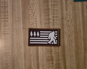 Bigfoot Forest Flag Patch | Sasquatch Embroidered Patch | Cryptid Patch | Camping Backpack Patch | Wilderness Flag Patch