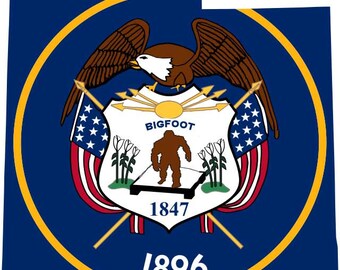 Yeti Utah Flag Vinyl Decal, Bigfoot US State Sticker