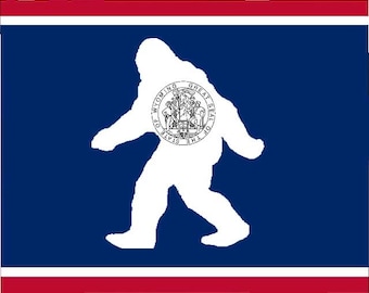 Yeti Wyoming Flag Decal-US State Wyoming Bigfoot Stickers, Home State WY Map Car Window Laptop Bottle Sticker, Small Sasquatch Sicker Gift