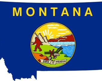 Yeti Montana Flag Sticker, Bigfoot Sasquatch MT Decal