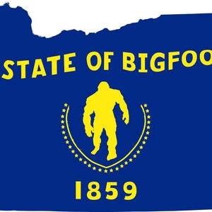 Yeti Oregon Flag Decal, Bigfoot US State OR Map Sticker