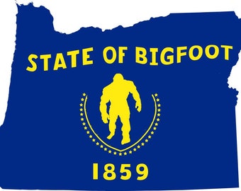 Yeti Oregon Flag Decal, Bigfoot US State OR Map Sticker