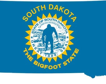 South Dakota Bigfoot Flag Decal, Yeti Sticker