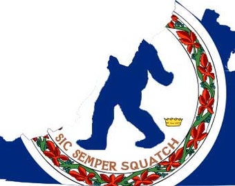 Virginia Bigfoot Flag Decal, VA State Sasquatch Sticker