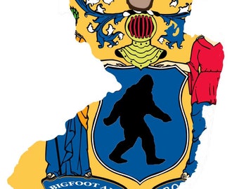 Yeti New Jersey Flag Vinyl Decal, Bigfoot Sticker