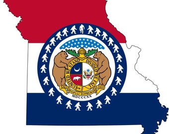 Yeti Missouri Flag Decal, Bigfoot MO State Sticker