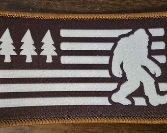 Bigfoot Forest Flag Patch – Embroidered Cryptid Badge for Jackets, Backpacks & Outdoor Gear