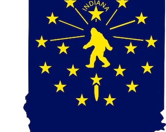 Yeti Indiana Flag Vinyl Decal, Bigfoot Sasquatch Sticker