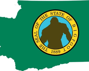 Washington State Bigfoot Sticker, Yeti Flag Decal