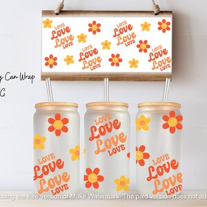 Retro flowers svg/libby glass svg/ Glass cup SVG/ cow SVG/ libby glass wrap svg, glass can wrap