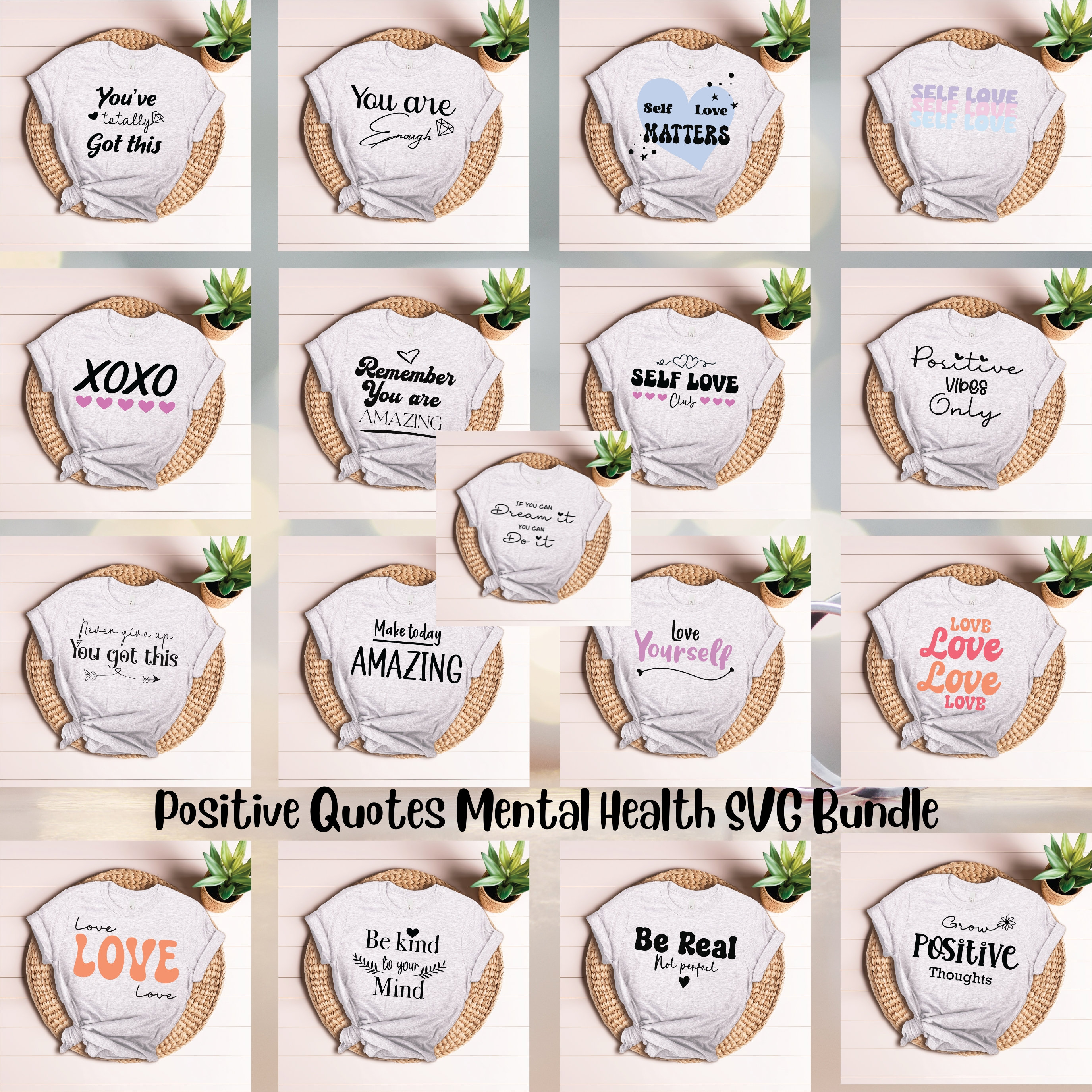 Self Love SVG Bundle | Positive Quotes SVG Pack | Mental Health ...