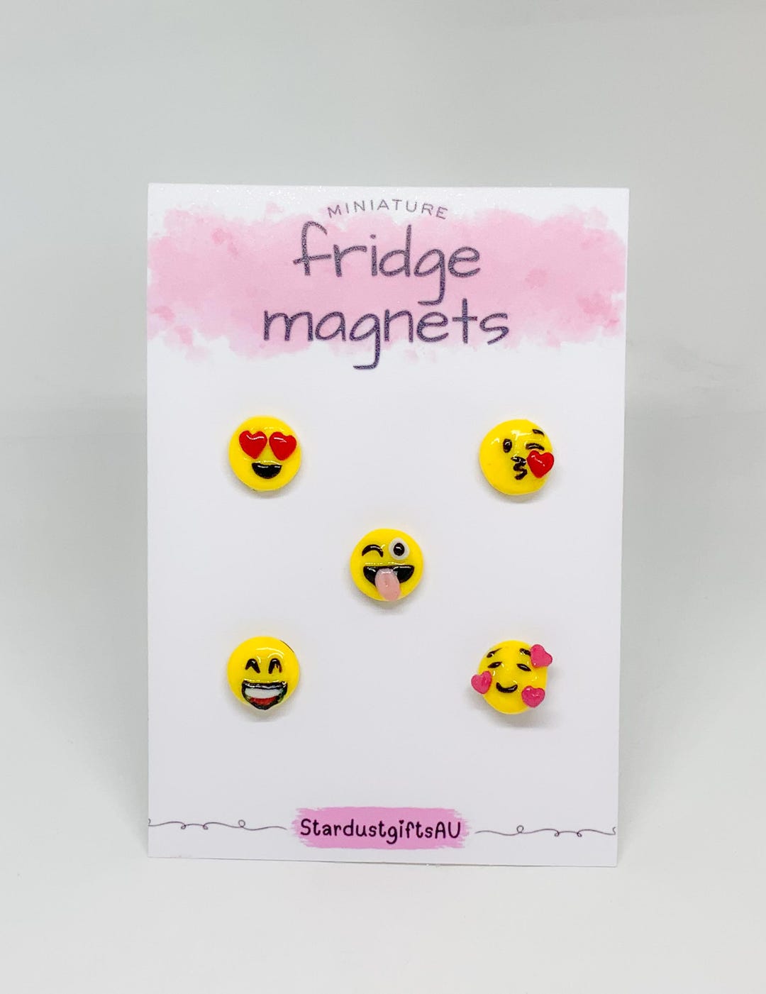 Polymer Clay Emoji Fridge Magnets Set of 5 – Handmade 10mm Mini Cute ...