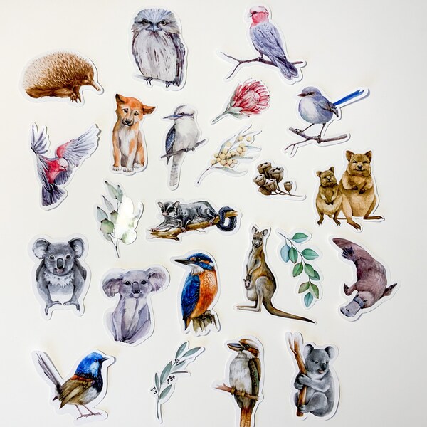 23 Australian wildlife stickers/ Australian animal Stickers/vinyl gloss/scrapbooking/craft stickers/sticker pack/die cut/option for vinyl