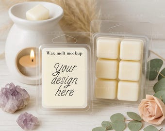 Boho Wax Melt Mockup Canva Template | Clamshell Packaging Mockup | Wax Melt Label Template | Candle Business Mockup | Product Display