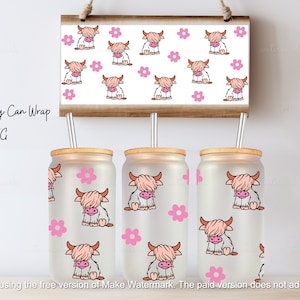 Highland cow svg/libby glass svg/ Glass cup SVG/ cow SVG/ libby glass wrap svg, glass can wrap