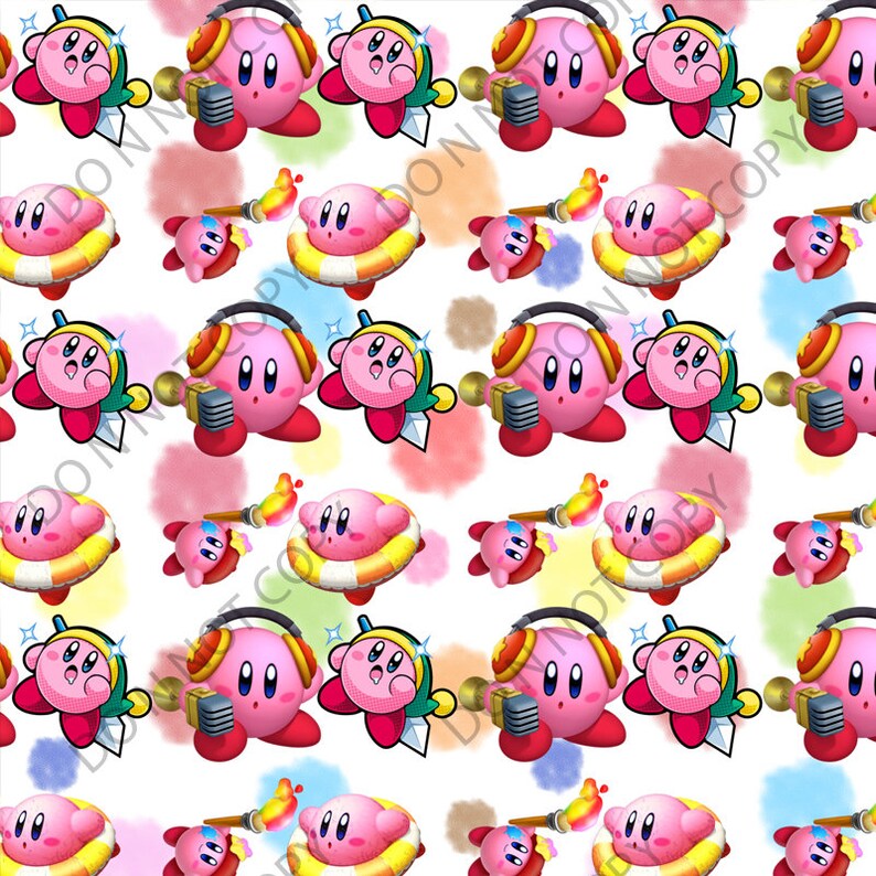 Kirby Fun Printed Cotton Fabric by the Yard Etsy