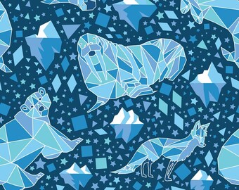 Arctic Animals Printed Cotton Fabric By The Yard
