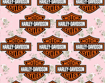 Harley Davidson Floral Printed Cotton Fabric By The Yard