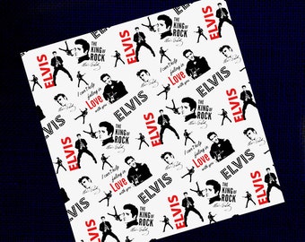 Elvis The King Of rock Printed Cotton Fabric By The Yard