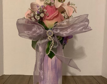 Purple pink Flower Bouquet bottle