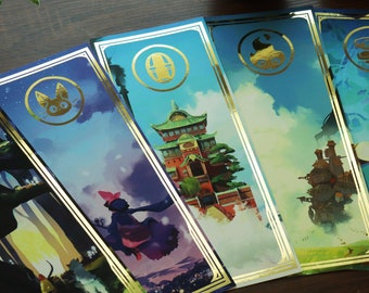 Studio Ghibli Inspired Print Set || Metallic Gold Foil Print Set