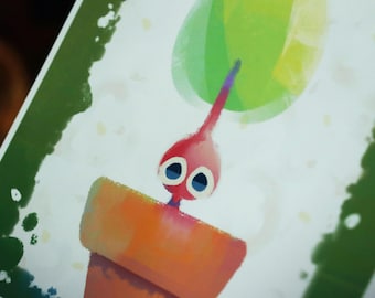 Potted Pikmin - 5x7 Art Print - Red Pikmin, Blue Pikmin, Yellow Pikmin, Olimar