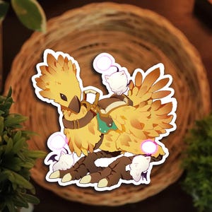 Chocobo & Moogles Glossy Waterproof Sticker