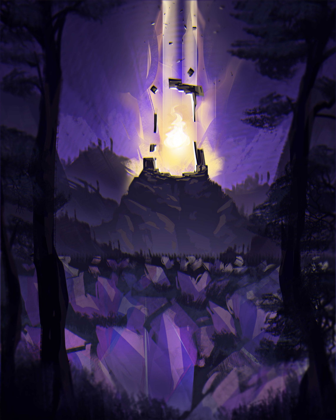 Rift Art Print Fantasy Art Wall Art Landscape Painting Etsy