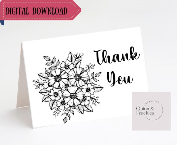 Printable Card Thank You Card Instant Download 7X5 Inch | Etsy