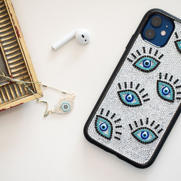 Evil Eye Pattern iPhone 12 13 14 15 Pro Max Plus Nazar Talisman Samsung Galaxy Note 20 S20 S21 S22 S23 Plus Ultra Phone Case Gifts for Her