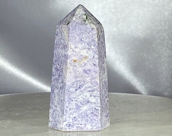2 inch richly patterned Purple Silky Fluorite mini tower, approx 1oz.
