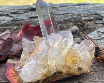 3 inch Lemurian Quartz Cluster with clear points, 7.8oz, 222gr