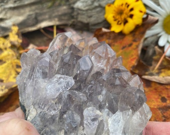 3 inch Smokey Lavender Amethyst cluster with good clear points, 8oz, 228gr