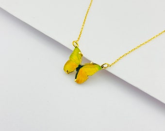 Yellow Butterfly Necklace - Etsy Australia