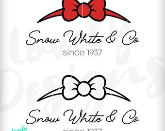 Blancanieves SVG, Princesa Disney SVG, Blancanieves Lazo Rojo SVG, Archivos de corte Cricut, Archivo de corte de vinilo, Archivo PDF AI PNG imprimible