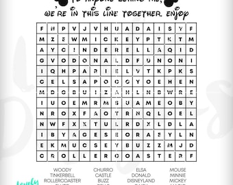 Funny Interactive Crossword PNG, Disney Crossword SVG, Waiting in Line, Svg Cricut Cut Files, Vinyl Cut File, Svg Png Printable File