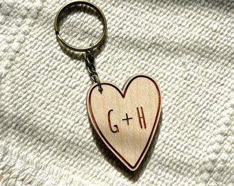 Custom Heart Keychain, Valentines Day Gift, Heart Keychain Personalized, Lovers Gift, Gift for Her, Gift for Him, Couples Gift