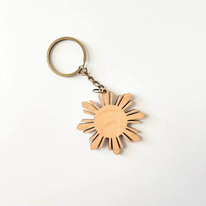 Philippines Sun Wooden Keychain Filipino Keychain Filipino Etsy