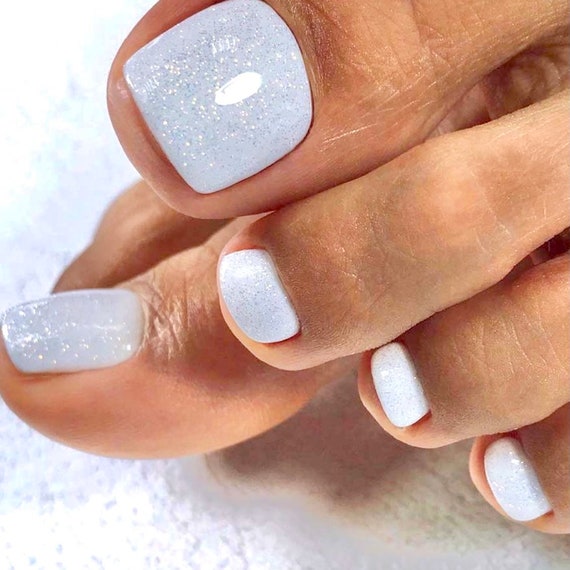 Glossy Short Square Press Toenails Pure White Solid Color - Temu