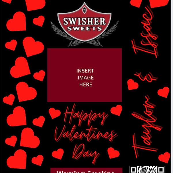 Valentine Swisher Wrapper, Cigar Wrapper, Valentine Favors, Valentine Party Treat, Party Favor, Editable Swisher Wrapper, Instant Download