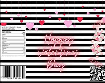 Bolsa de chip de San Valentín, bolsa de regalo de San Valentín, favores de San Valentín, regalo de fiesta de San Valentín, favor de fiesta, envoltorio de bolsa de chip editable, descarga instantánea
