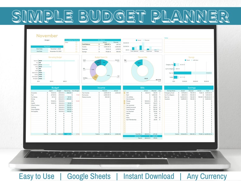 Paycheck Budget Planner | Google Sheets Budget Template | Budget ...