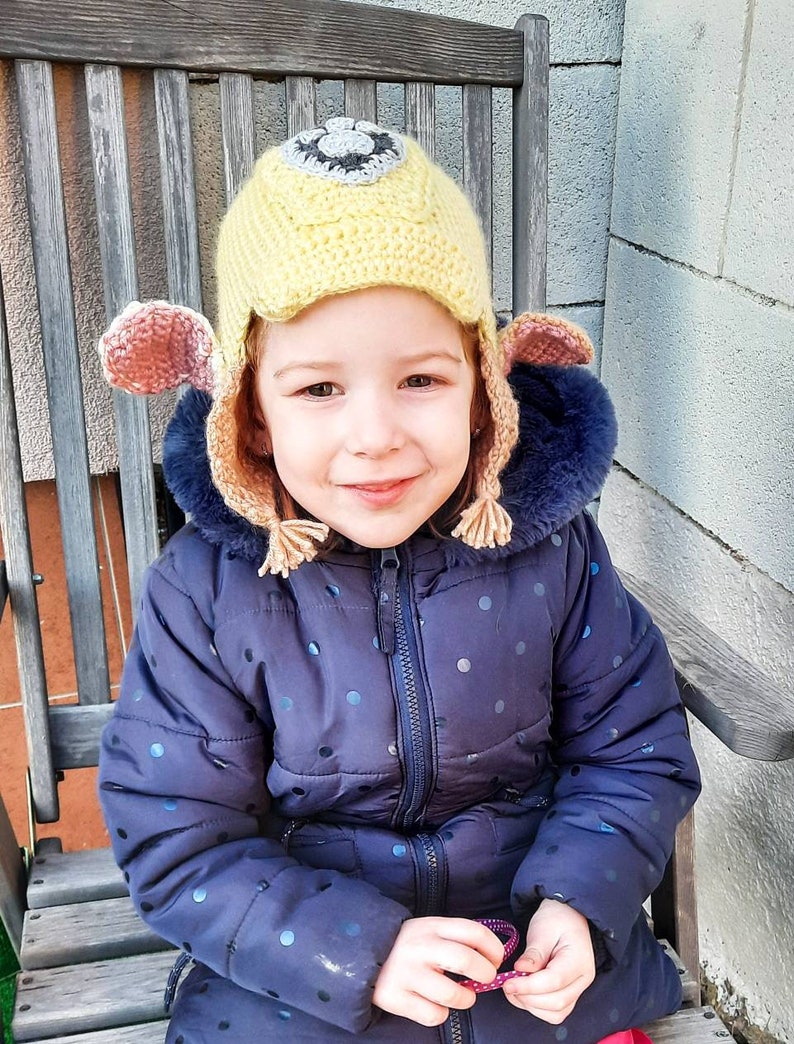 Crochet Rubble Paw Patrol Hat Earflap 