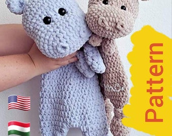 Pattern only/ Crochet lovey pattern/ Hippo pattern/ snuggler pattern/ crochet snuggler pattern/ Cuddly plush/ Crochet patterns