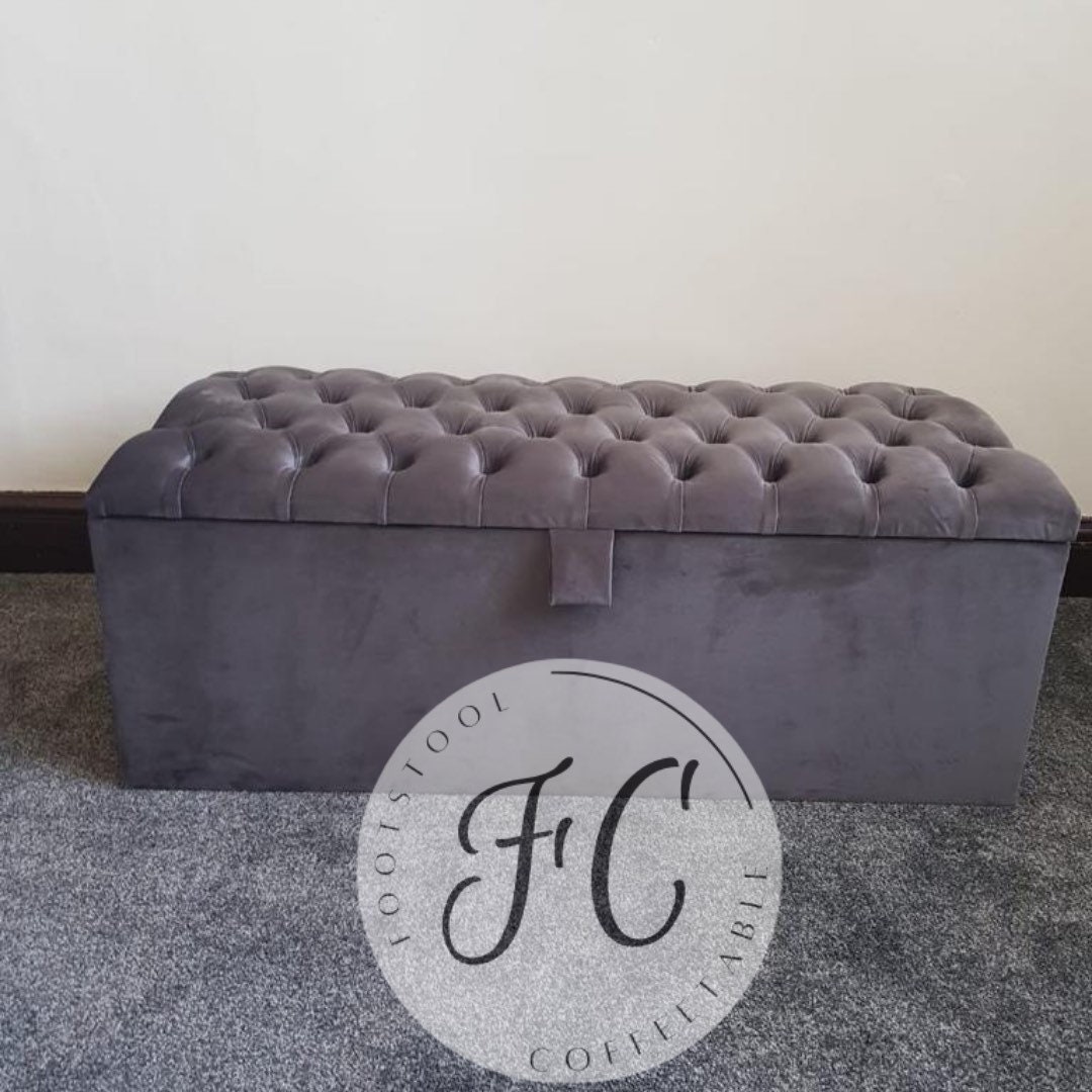 Grey microfiber ottoman deals