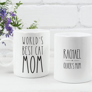 Personalized Cat Mug, Cat Mom Mug, World&#39;s Best Cat Mom, Cat Lover Mug, Gift For Cat Mom, Personalized Pet Mug, Cat Mom Gift, Cat Lover Gift