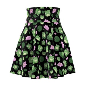 Green Frog Skater Skirt for Women, Animal Print Skater Skirt with Frog Design, Retro Style Frog, Kawaii Frog, Frog Print Skirt, Kawaii Skirt image 4