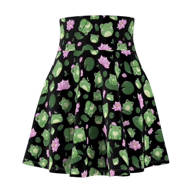 Green Frog Skater Skirt for Women, Animal Print Skater Skirt with Frog Design, Retro Style Frog, Kawaii Frog, Frog Print Skirt, Kawaii Skirt image 4